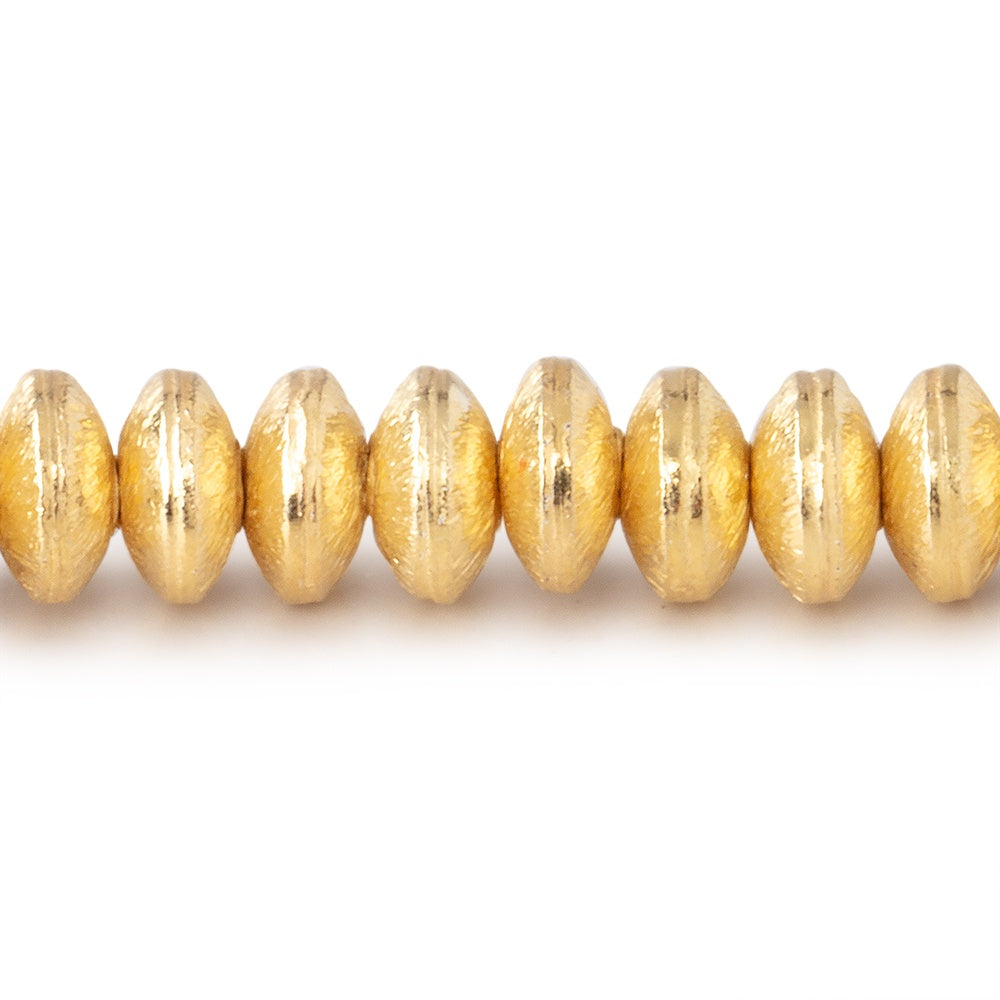 6mm 22kt Gold plated Brushed Disc Bead 8 inch 58 pieces - BeadsofCambay.com