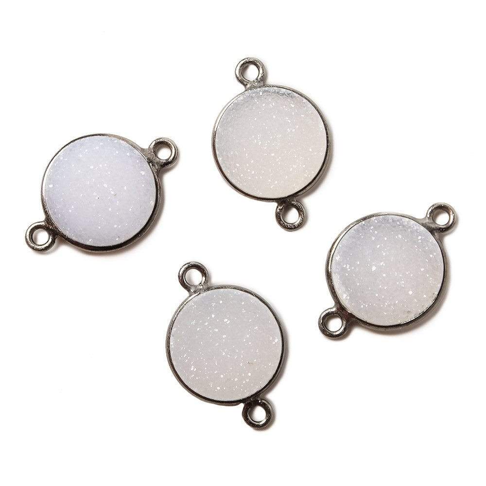 12mm Black Gold Bezel White Drusy Coin Connector 1 piece - Beadsofcambay.com