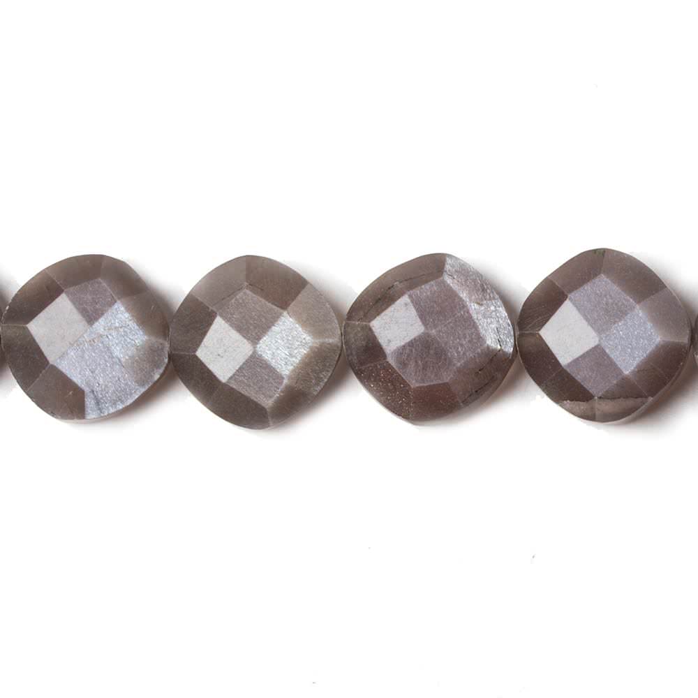 12mm Chocolate Moonstone faceted pillow beads 7 inch 14 pieces - Beadsofcambay.com