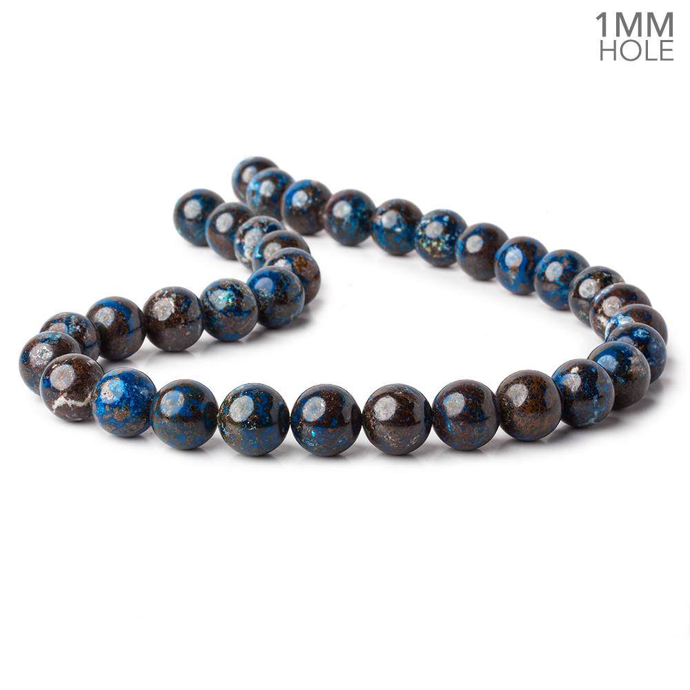 12mm Chrysocolla plain round large hole beads 16 inch 34 pieces A - Beadsofcambay.com