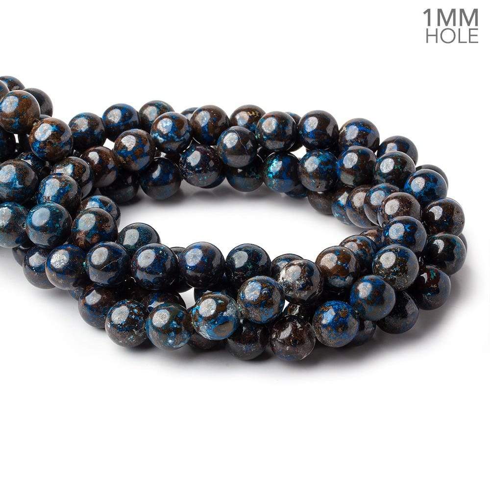 12mm Chrysocolla plain round large hole beads 16 inch 34 pieces A - Beadsofcambay.com