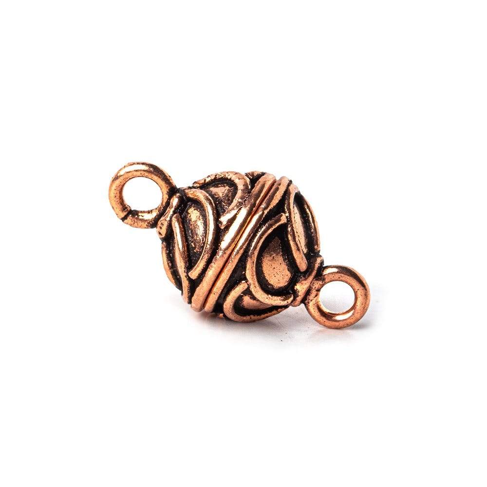 12mm Copper Round Swirl Design Magnetic Clasp Set of 2 - Beadsofcambay.com