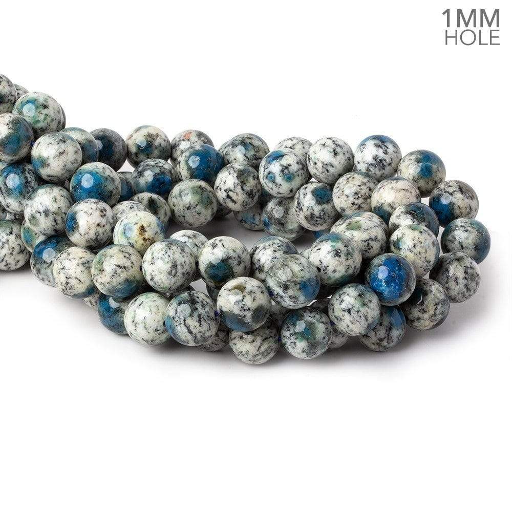 12mm K2 Azurite Granite "K2 Jasper" plain rounds 15 inch 33 beads 1mm hole - Beadsofcambay.com