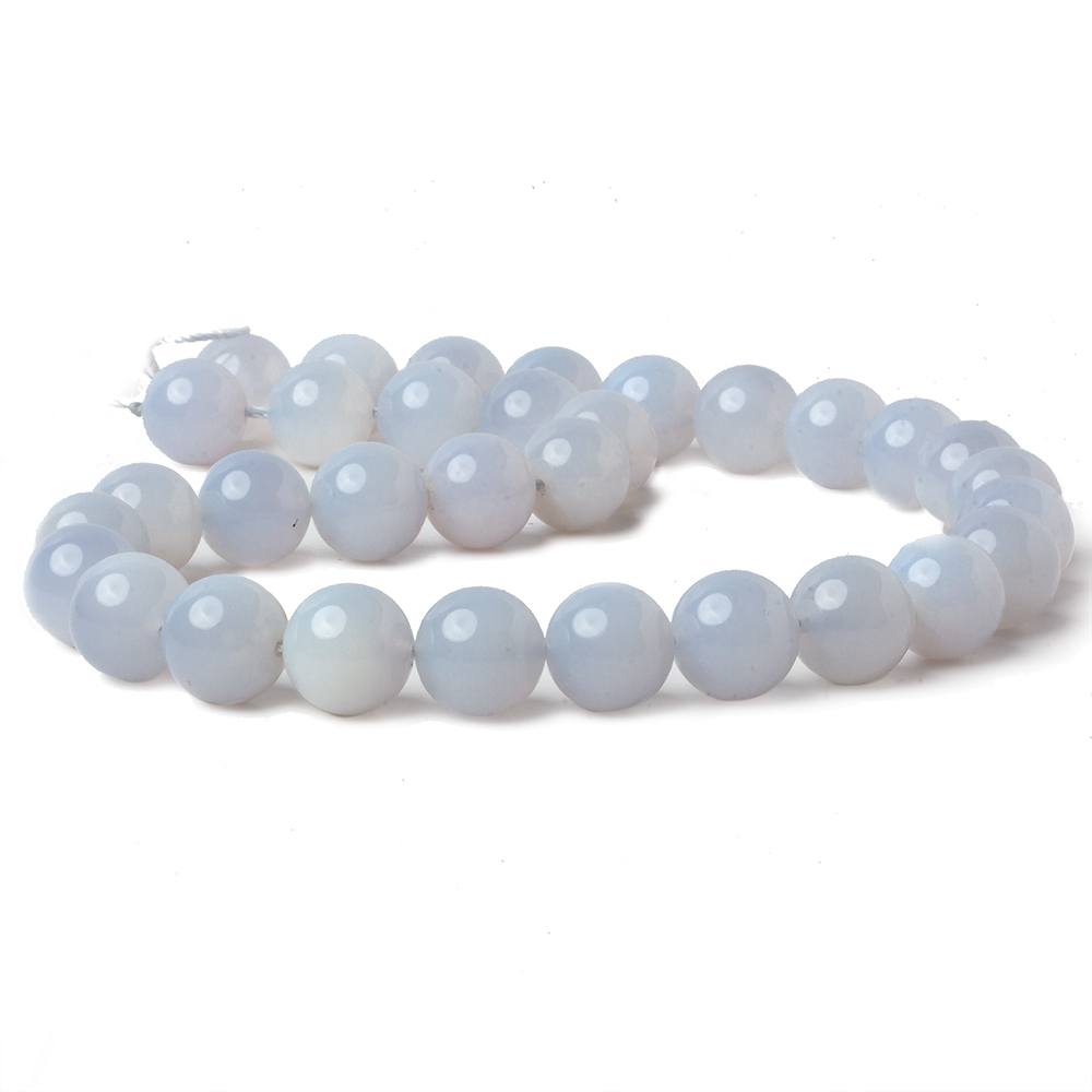 12mm Natural Periwinkle Blue Chalcedony plain rounds 16 inch 34 beads AAA - Beadsofcambay.com