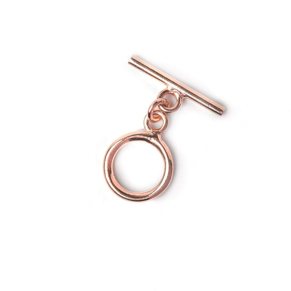 12mm Rose Gold plated Sterling Silver Toggle Plain Circle 1 piece - Beadsofcambay.com