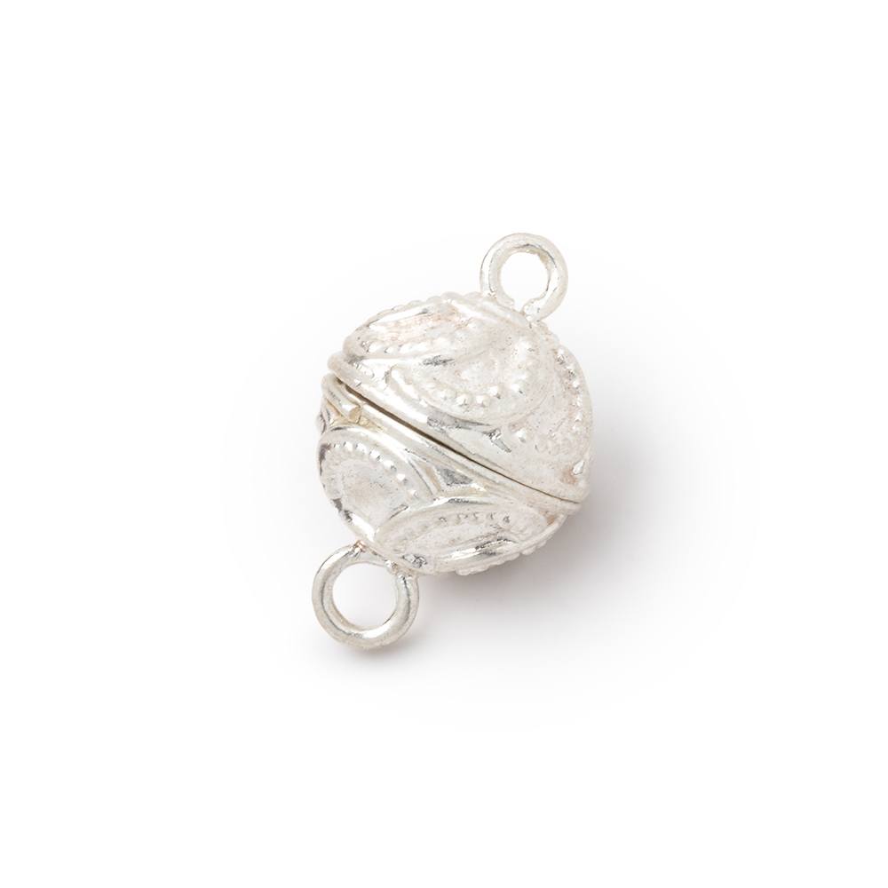 12mm Sterling Silver Miligrain Swirl Magnetic Ball Clasp 1 piece - Beadsofcambay.com