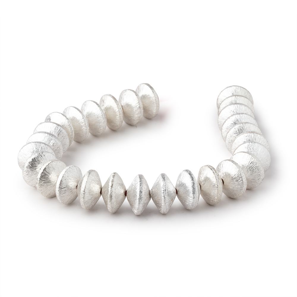12mm Sterling Silver Plated Copper Brushed Disc 8 inch 27 Beads - Beadsofcambay.com