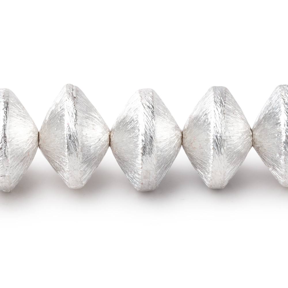 12mm Sterling Silver Plated Copper Brushed Disc Beads 8 inch 23 pieces - Beadsofcambay.com