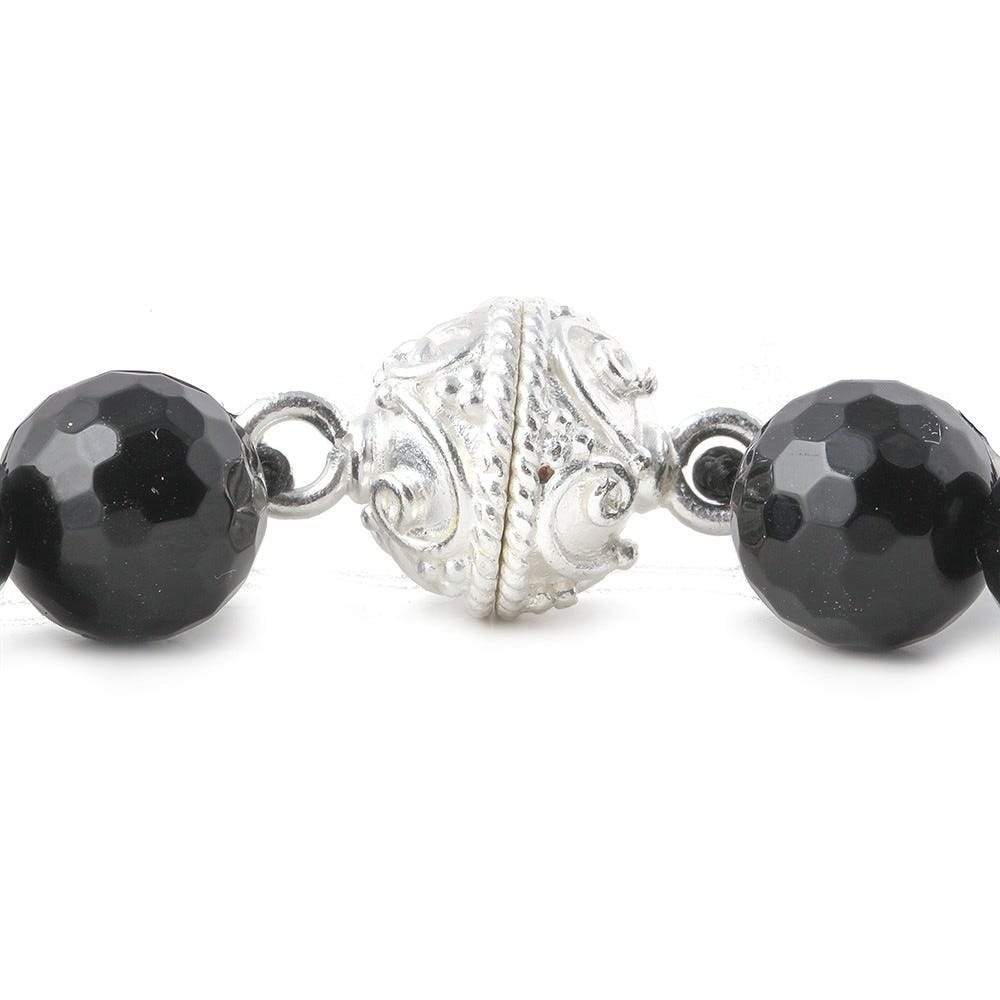 12mm Sterling Silver Plated Copper Magnetic Clasp Round Scalloped and Miligrain Design 1 piece - Beadsofcambay.com