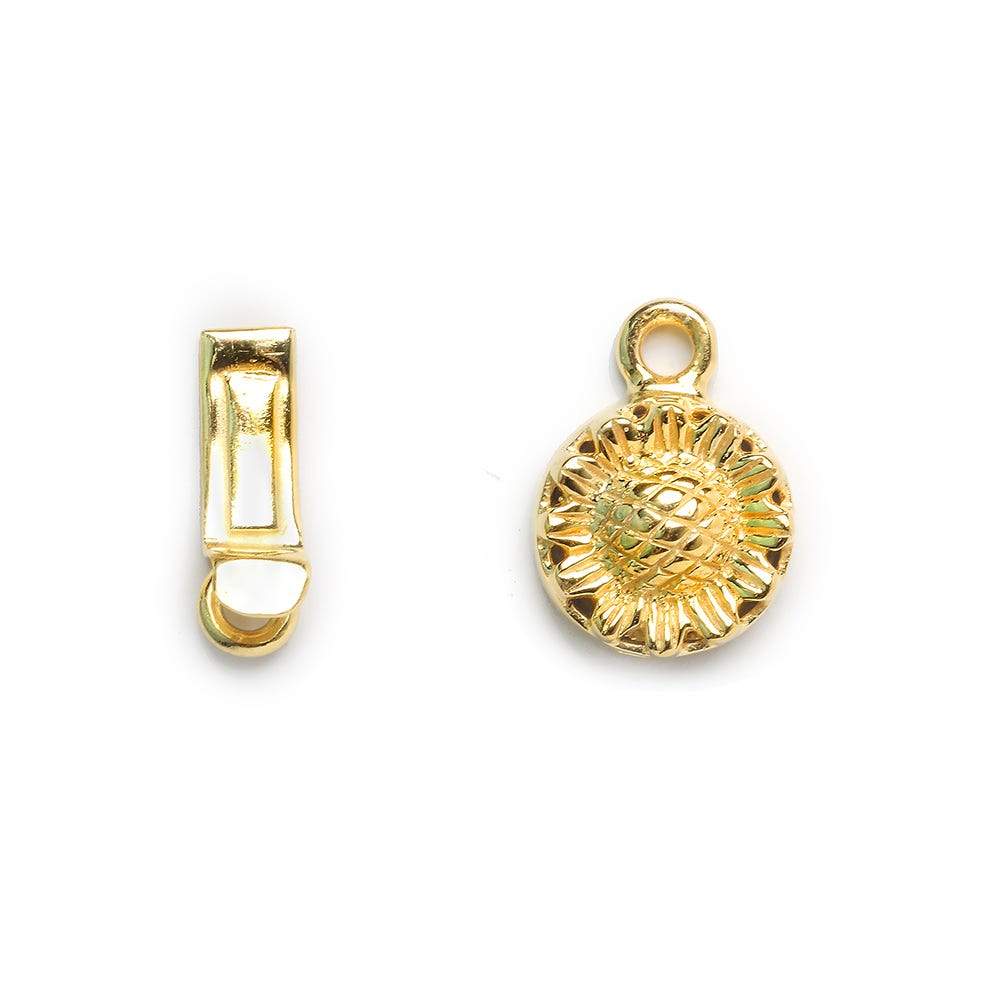 12mm Vermeil Box Clasp Sunflower Design 1 piece - Beadsofcambay.com