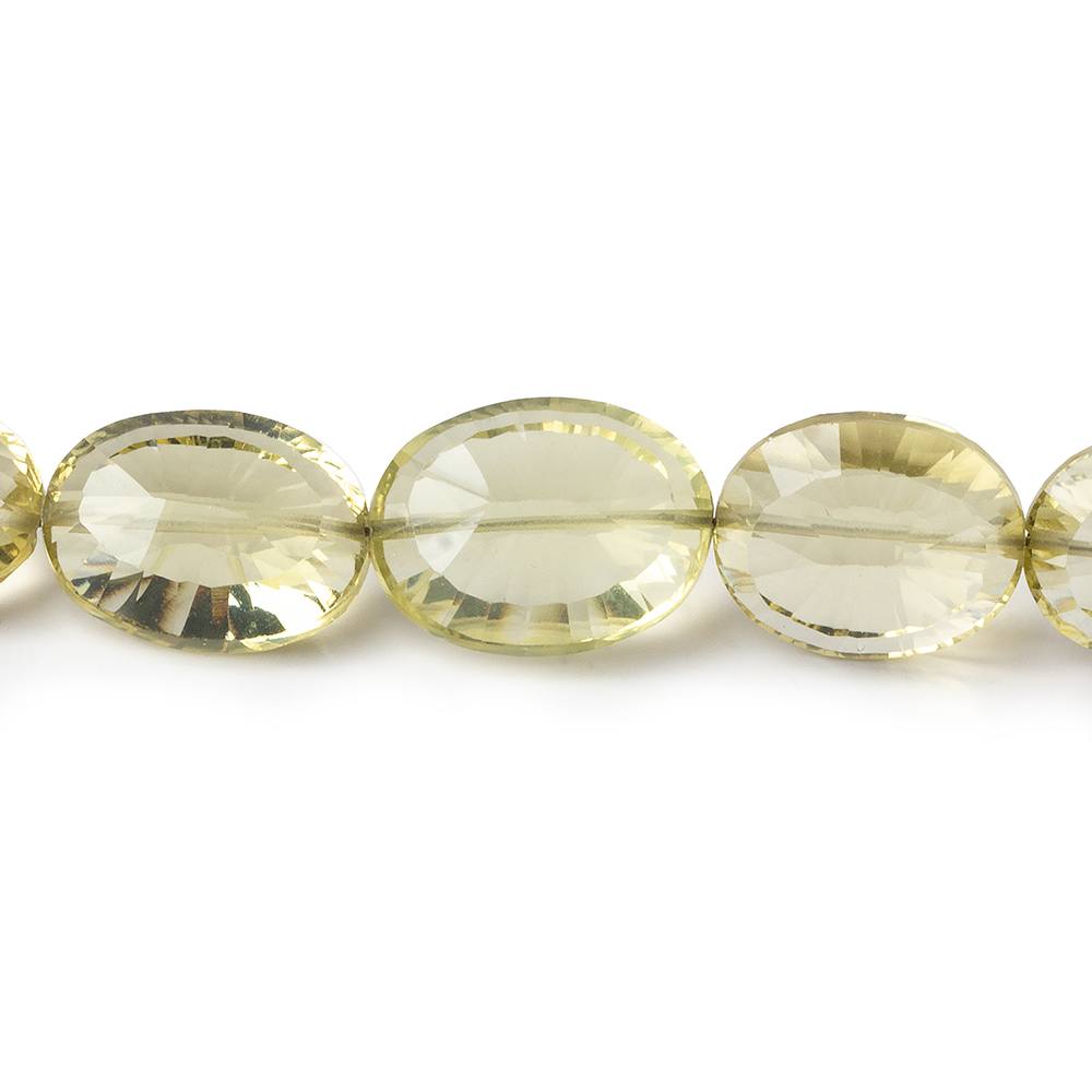 12x10-14x11mm Lemon Quartz Concave Faceted Oval beads 15 inch 30 pieces AAA - Beadsofcambay.com