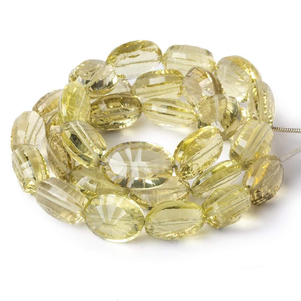 12x10-14x11mm Lemon Quartz Concave Faceted Oval beads 15 inch 30 pieces AAA - Beadsofcambay.com