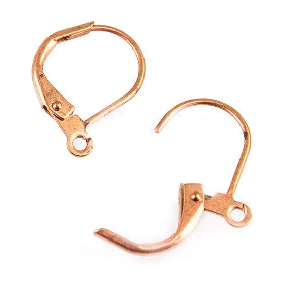 12x10mm Copper Leverback Earring Finding 10 pieces * DISCONTINUED* - Beadsofcambay.com