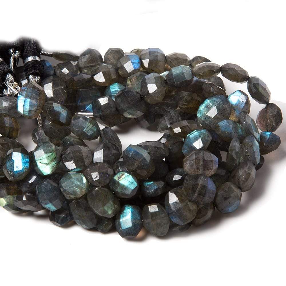 12x10mm Labradorite side drilled Faceted Cushion Beads 7 inch 16 pieces - Beadsofcambay.com