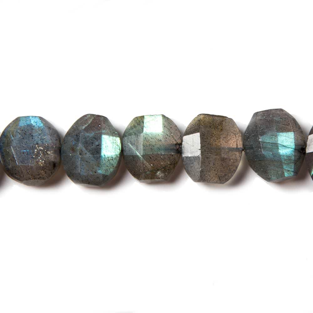 12x10mm Labradorite side drilled Faceted Cushion Beads 7 inch 16 pieces - Beadsofcambay.com