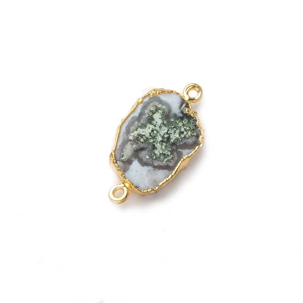 12x10x3mm Gold Leafed Solar Quartz Slice Connector 1 piece - Beadsofcambay.com