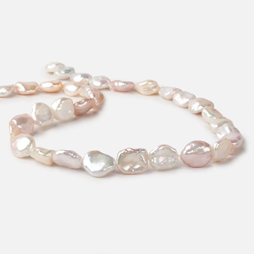 12x11-14x11mm Rose' White Straight Drilled Keshi Freshwater Pearls 16 inch 32 pieces - Beadsofcambay.com