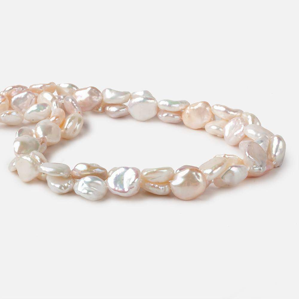 12x11-14x11mm Rose' White Straight Drilled Keshi Freshwater Pearls 16 inch 32 pieces - Beadsofcambay.com