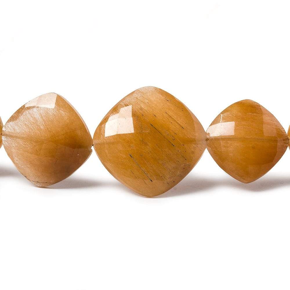 12x12-17x17mm Caramel Rutilated Quartz faceted pillow 16 inch 27 beads - Beadsofcambay.com