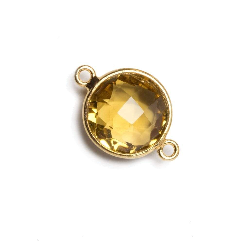 12x12mm Vermeil Bezeled Citrine faceted coin Connector 1 piece - Beadsofcambay.com