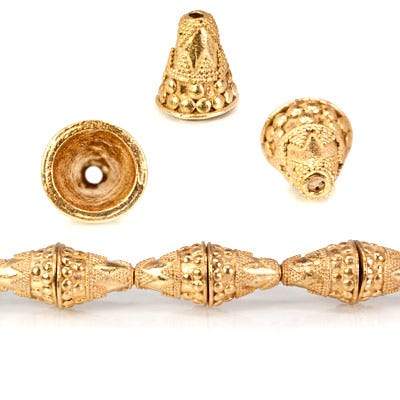 12x15mm 22kt Gold Plated Copper Cone *DISCONTINUED* - Beadsofcambay.com