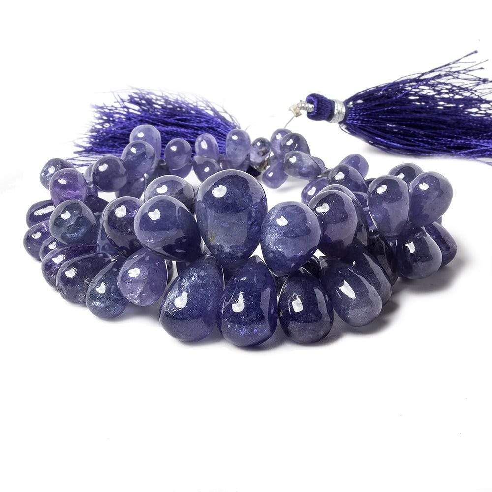 12x6-17x6mm Tanzanite plain tear drop beads 9.5 inch 72 pieces AA grade - Beadsofcambay.com