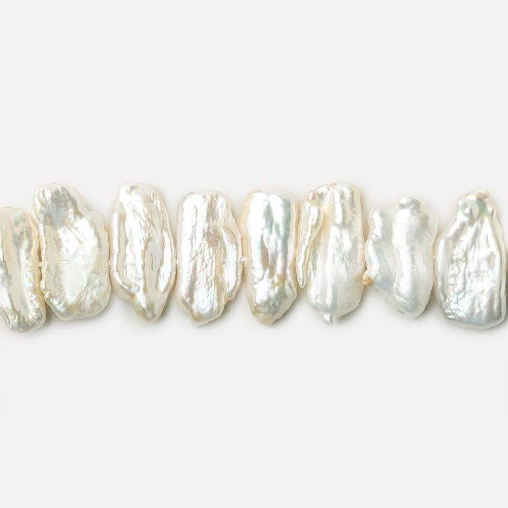 12x6-20x7mm Off White Biwa Side Drilled Freshwater Pearls 14.5 inch 47 pcs - Beadsofcambay.com