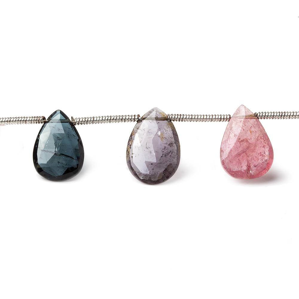 12x7-13x9mm Multi Color Tourmaline Faceted Pear Beads 8 inch 14 pieces - Beadsofcambay.com