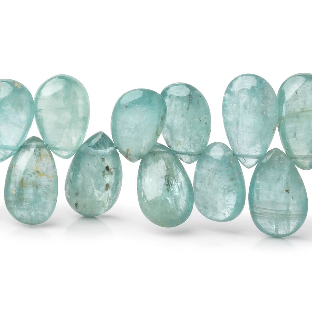 12x7-16x8mm Teal Kyanite Plain Pear Beads 7.5 inch 49 pieces - Beadsofcambay.com
