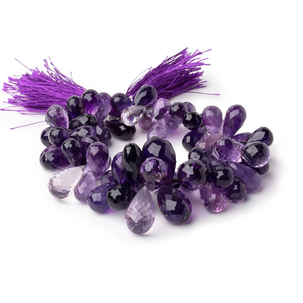 12x7-23x11mm Amethyst Faceted Tear Drop Beads 8 inch 68 pieces AAA - Beadsofcambay.com