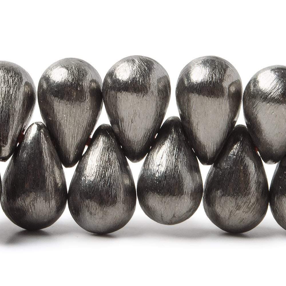 12x7mm Black Gold plated Brushed Tear Drop Beads 8 inch 50 pieces - Beadsofcambay.com