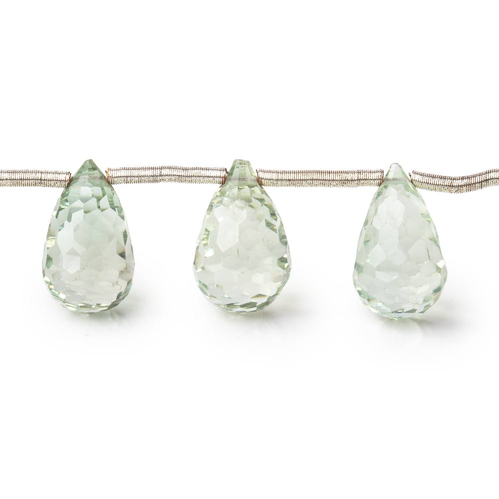 12x7mm Prasiolite Concave Faceted Tear Drop Beads 7.5 inch 17 pieces AAA - Beadsofcambay.com