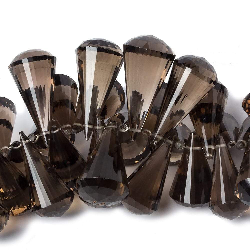 12x8-24x12mm Smoky Quartz top drill faceted pendulum bead 6 inch 52 pieces AAA - Beadsofcambay.com