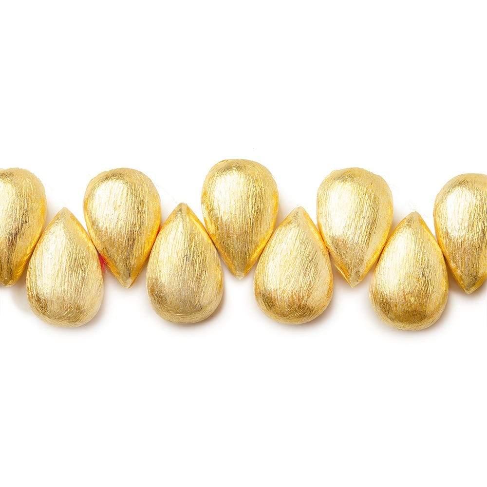 12x8mm 22kt Gold plated Copper Brushed Pear Beads 8 inch 32 pieces - Beadsofcambay.com