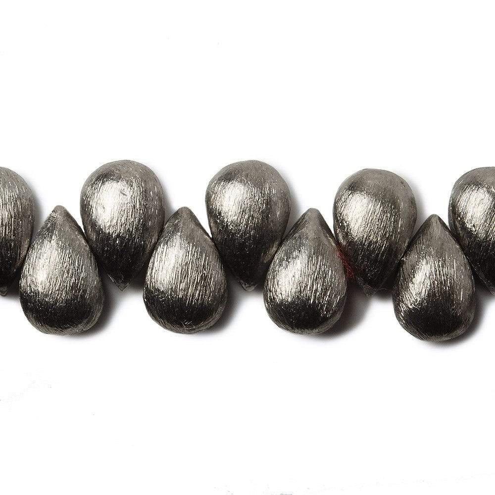 12x8mm Black Gold plated Copper Brushed Pear Beads 8 inch 32 pieces - Beadsofcambay.com