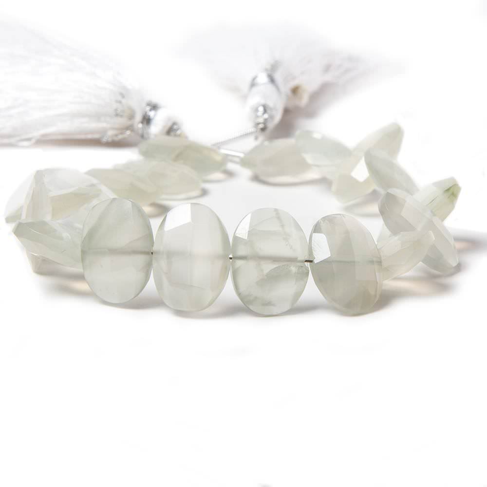 12x9-13x10mm Cream Moonstone side drilled Faceted Cushions 7 inch 17 Beads - Beadsofcambay.com