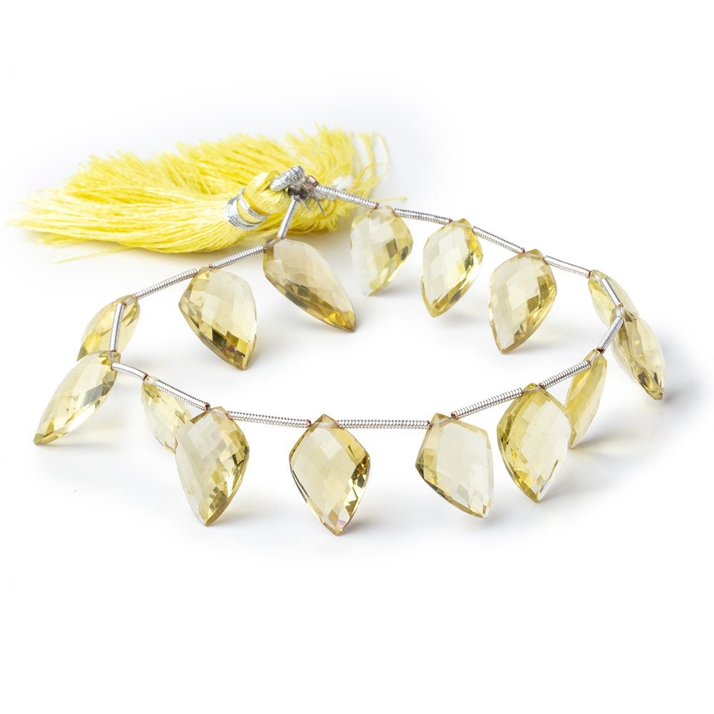 12x9-15x10mm Lemon Quartz Faceted Shield Beads 8 inch 15 pieces - Beadsofcambay.com