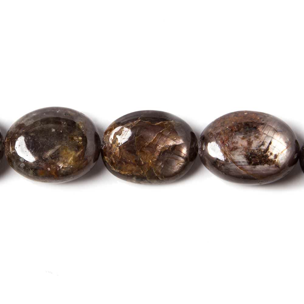 12x9-16.5x13mm Chocolate Sapphire Plain Oval Beads 18 inch 31 pieces - Beadsofcambay.com