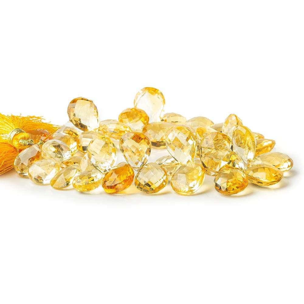 12x9-16x11mm Citrine faceted pear briolettes 8 inch 41 beads AAA - Beadsofcambay.com