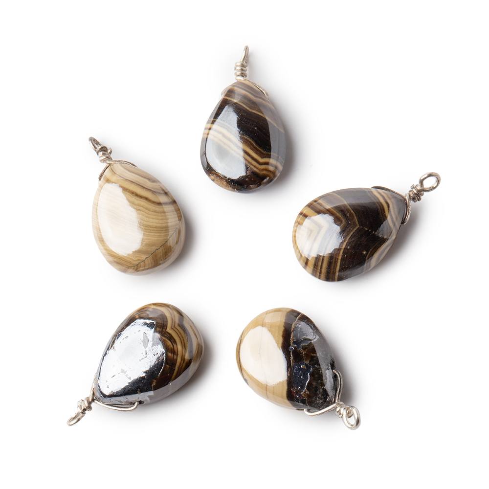 12x9mm Silver Wire Wrapped Schalenblende Plain Pear 1 Focal Pendant - Beadsofcambay.com