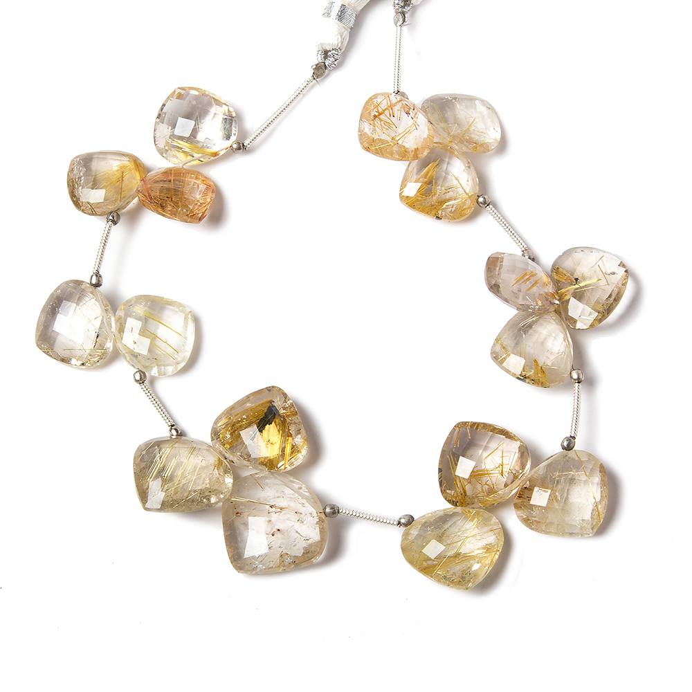 13-17mm Rutilated Quartz Heart Briolette, Shoulder Drilled 8 inch 17 pieces - Beadsofcambay.com