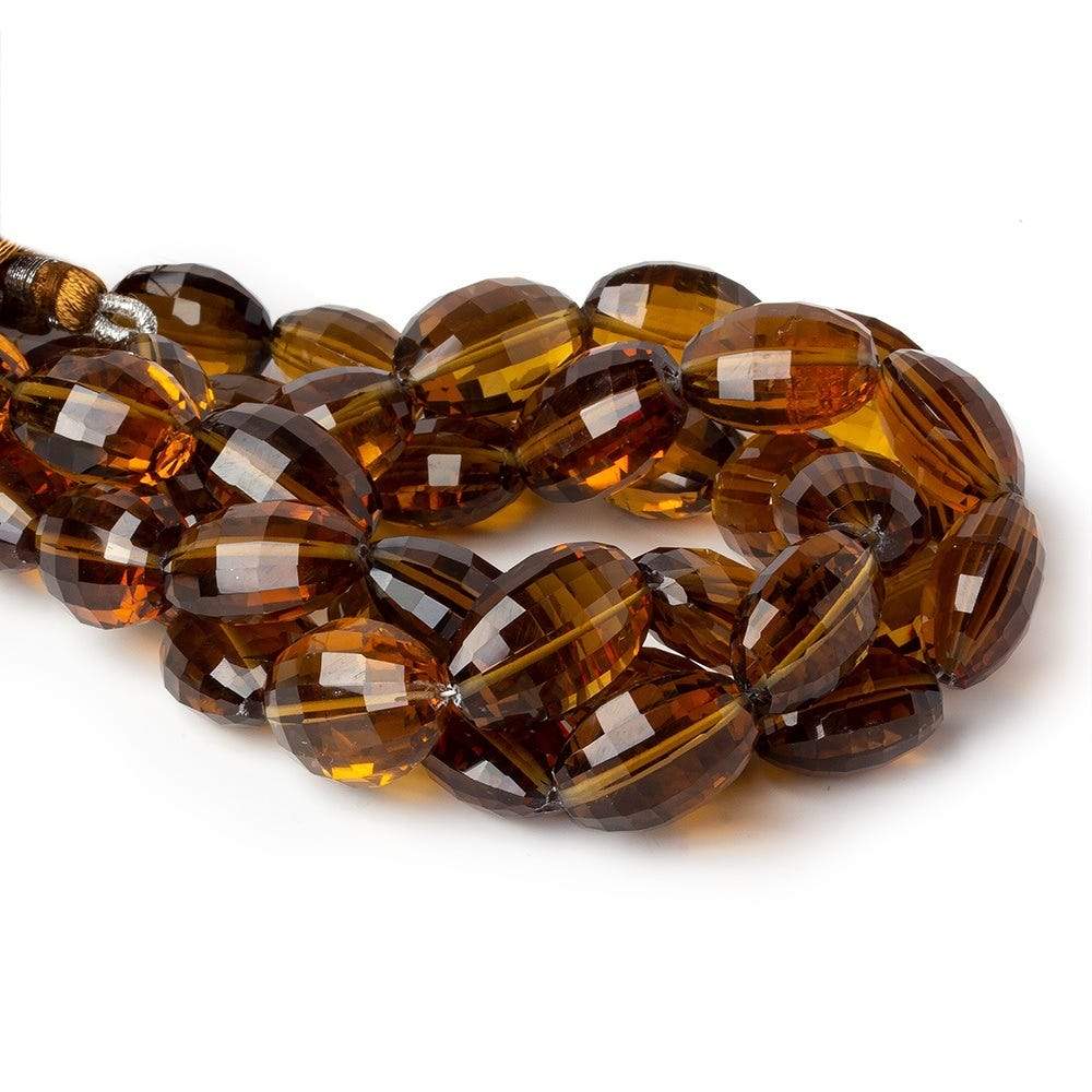 13-18mm Whiskey Quartz Checkerboard Faceted Oval Beads 8 inch 13 pieces - Beadsofcambay.com