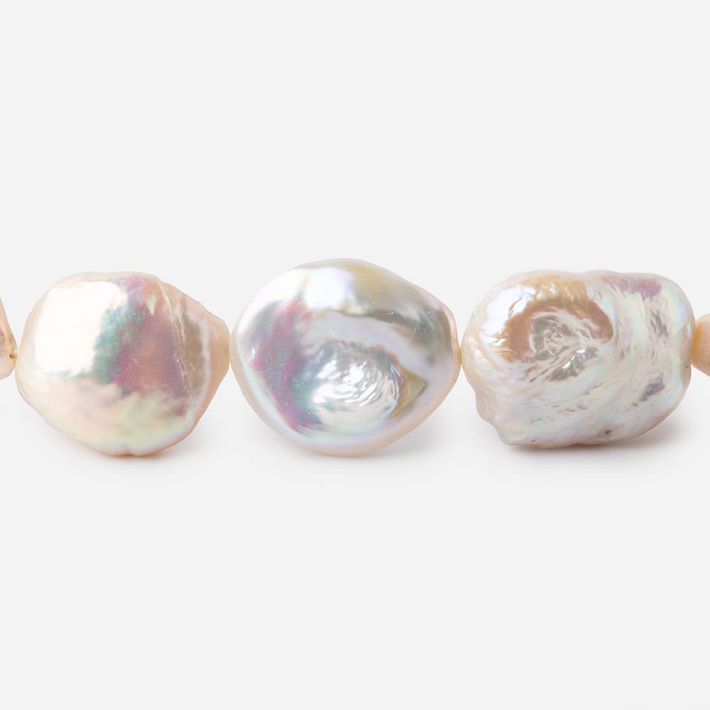 13-19mm Tri Color Straight Drilled Keshi Freshwater Pearls 16 inch 23 pieces - Beadsofcambay.com