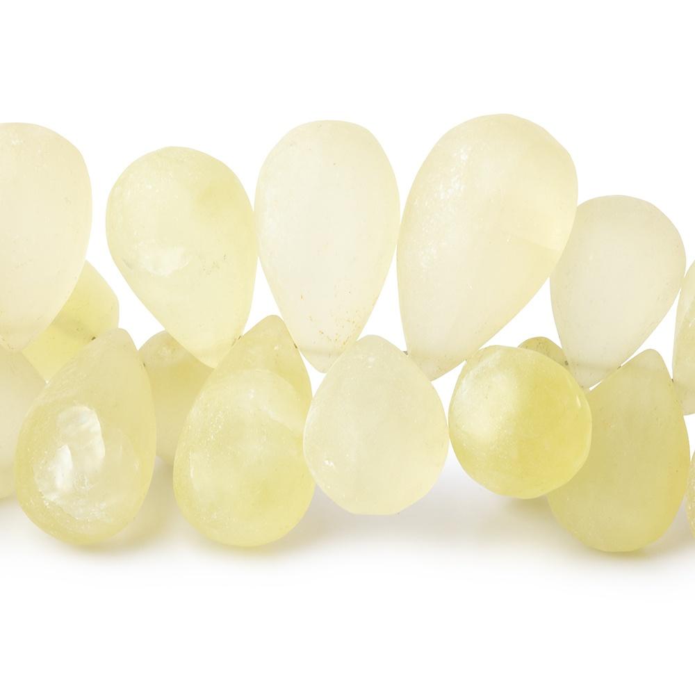 13-21mm Frosted Lemon Quartz Plain Tear Drop Beads 7.5 inch 48 pieces - Beadsofcambay.com