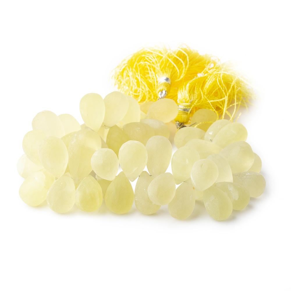13-21mm Frosted Lemon Quartz Plain Tear Drop Beads 7.5 inch 48 pieces - Beadsofcambay.com