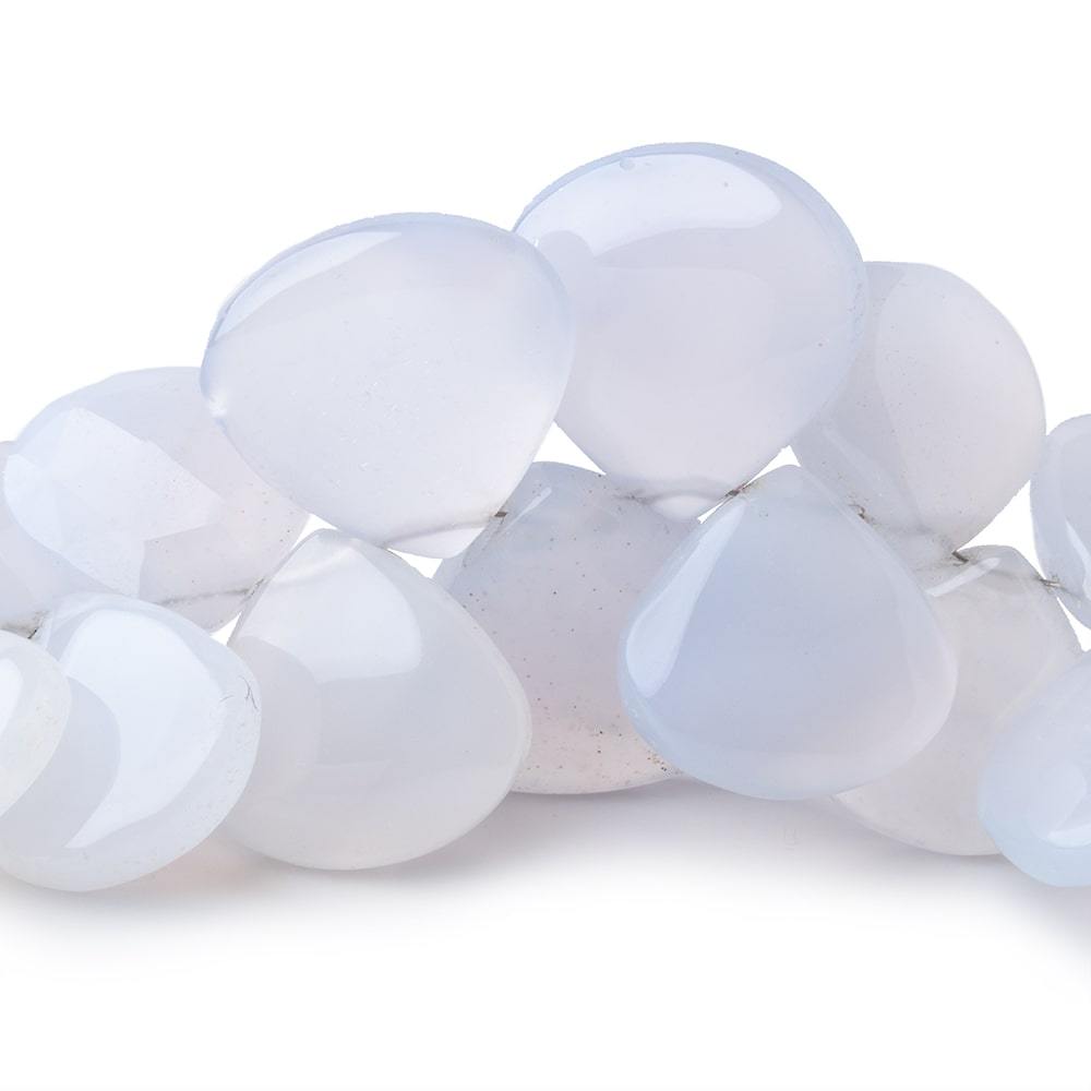 13-23mm Turkish Blue Chalcedony Heart Beads 8 inch 34 pieces - Beadsofcambay.com