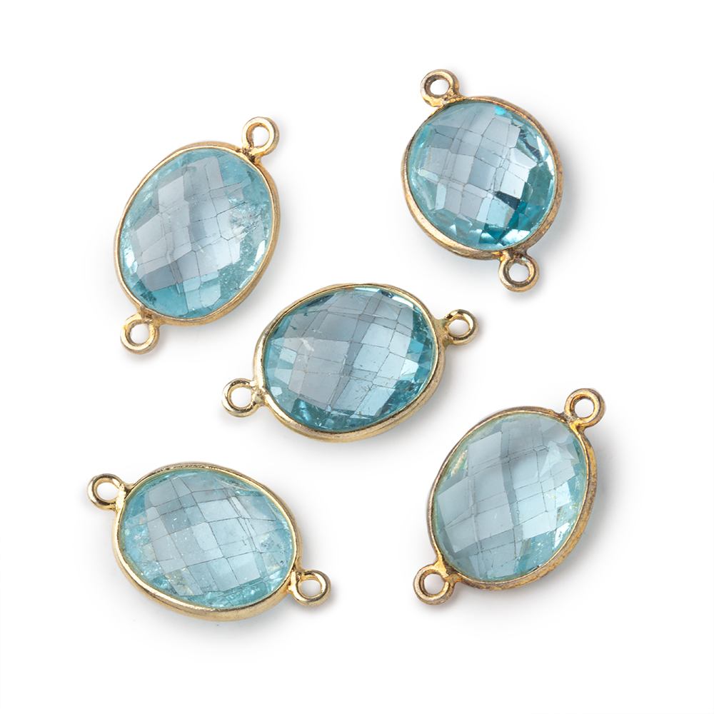 13x11mm Vermeil Bezel Sky Blue Topaz faceted oval Petite Connector 1 piece - BeadsofCambay.com
