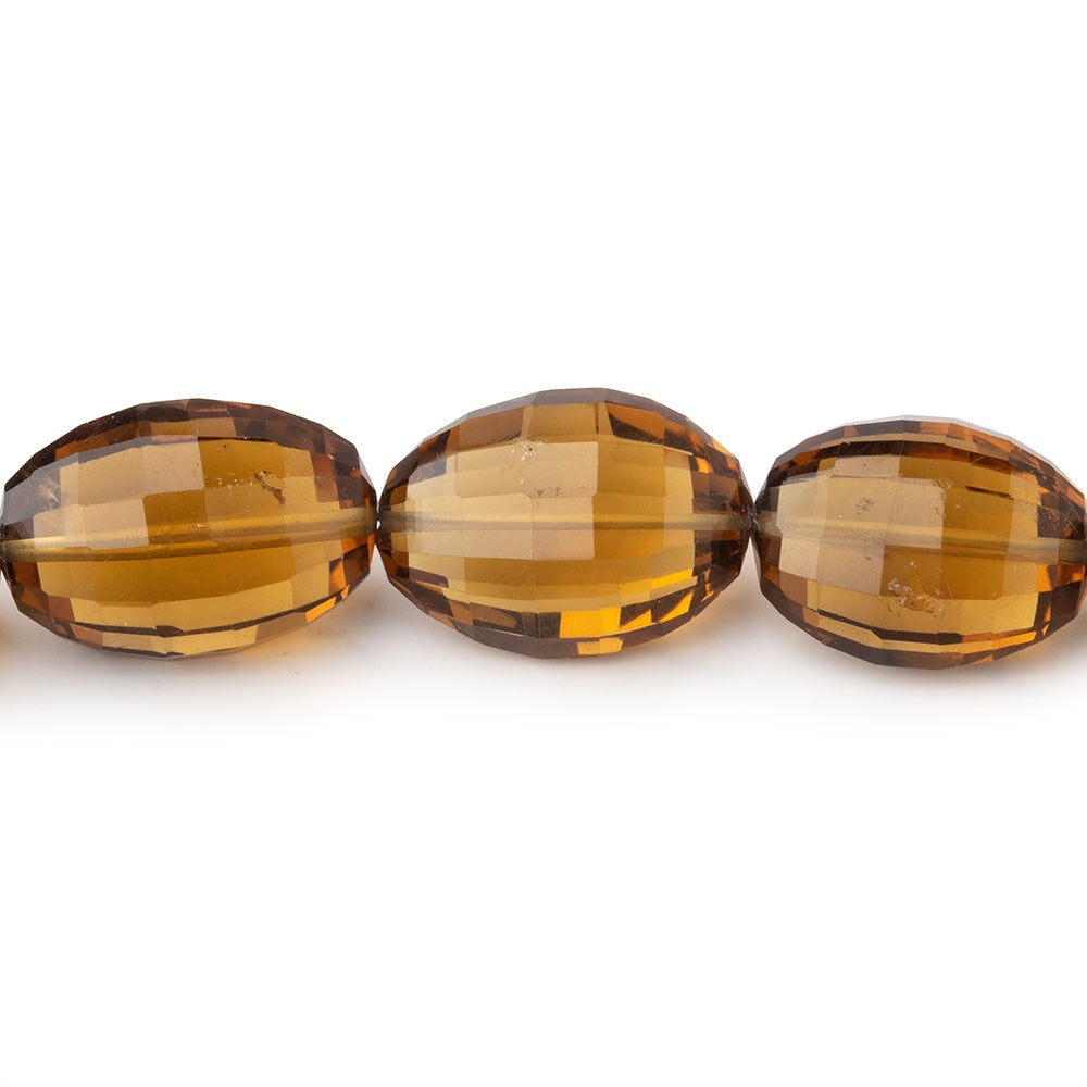 11-17mm Whiskey Quartz Checkerboard Faceted Oval 8 inch 14 Beads - BeadsofCambay.com