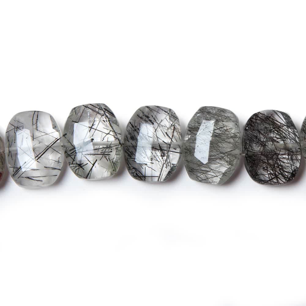 13.5x10.5mm Tourmalinated Quartz side drilled Faceted Cushions 7 inch 17 Beads - Beadsofcambay.com