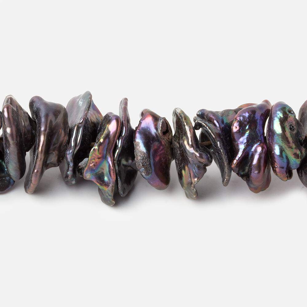 13x10-14x11mm Peacock Center Drilled Keshi Freshwater Pearls 17 inch 101 pcs - Beadsofcambay.com